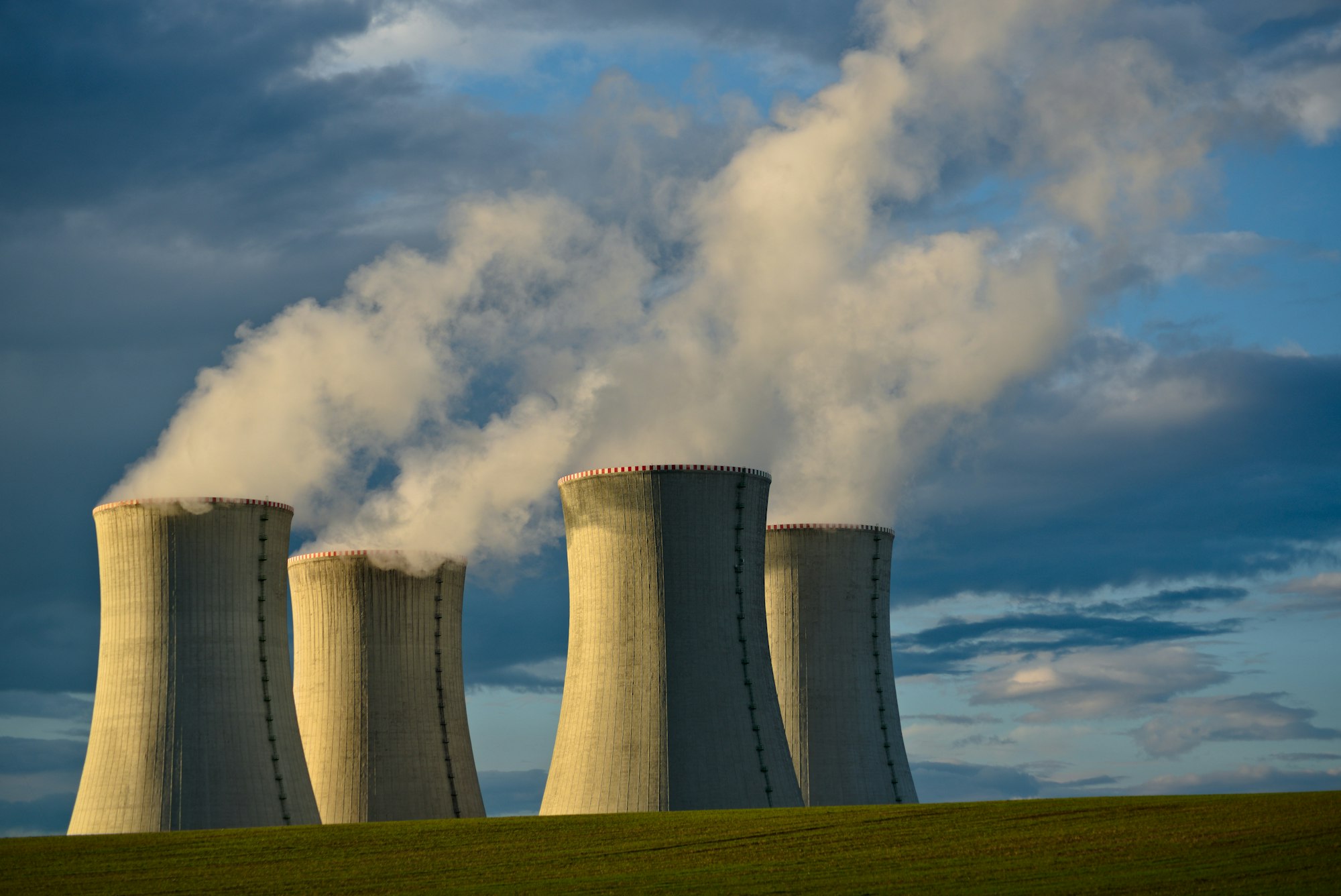 Nuclear cooling towers under a clear sky